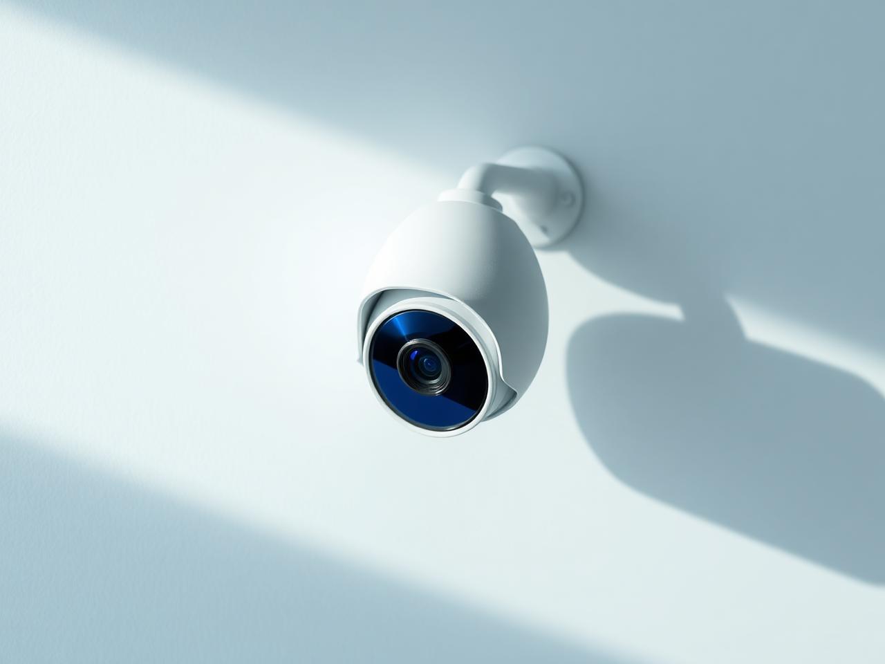 Modern white security camera